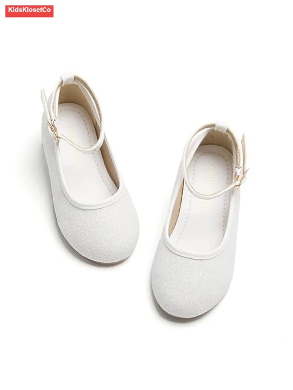 Toddler Sparkly Ballet Flats with Hook & Loop Closure, Anti-Slip Rubber Sole